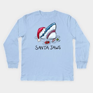 Santa Jaws- Funny Shark Christmas Gifts Kids Long Sleeve T-Shirt